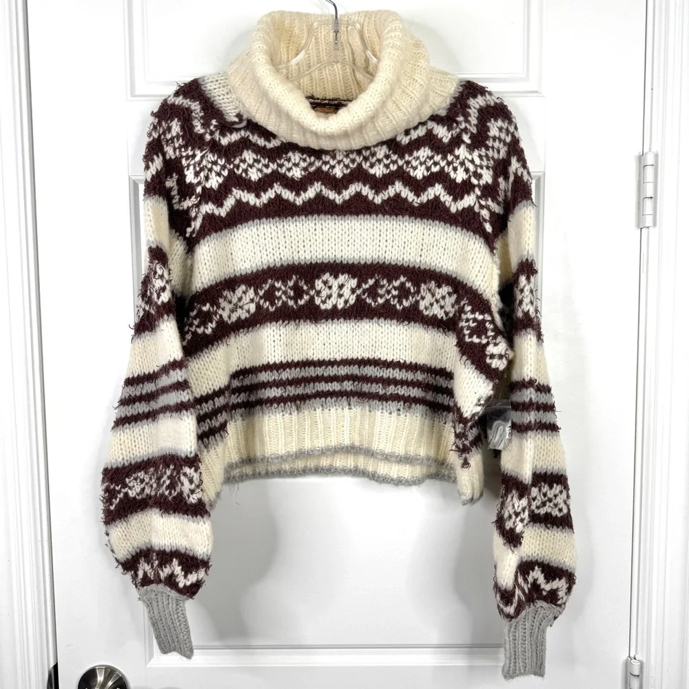 FREE PEOPLE Check Me Out Sweater NEW Winter Fog Size XS